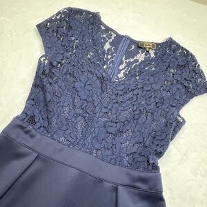 MISSMAY Womens Floral Lace Sleeveless Formal Party V Neck Dress Medium‎ Navy